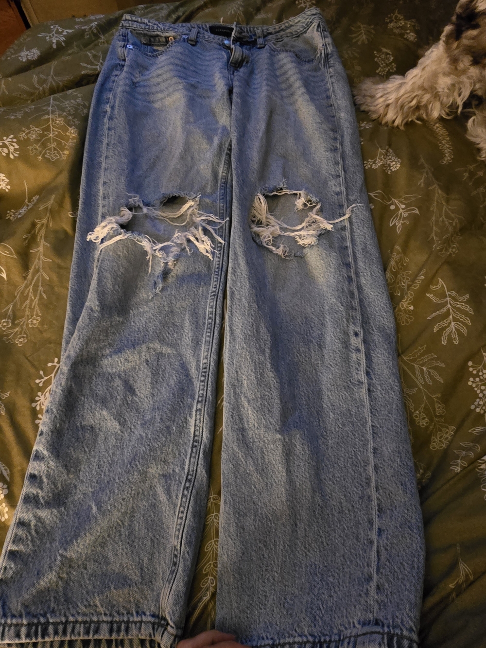 Aeropostale Light Blue Distressed Wide-Leg Jeans